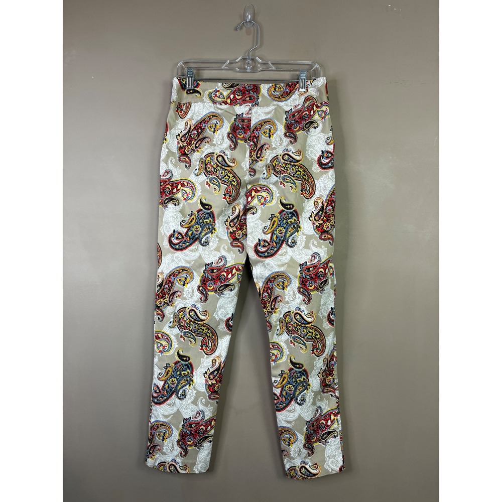 Melissa‎ Paige Womens Tan Paisley Print Pull On Slim Leg Pants Size Medium M